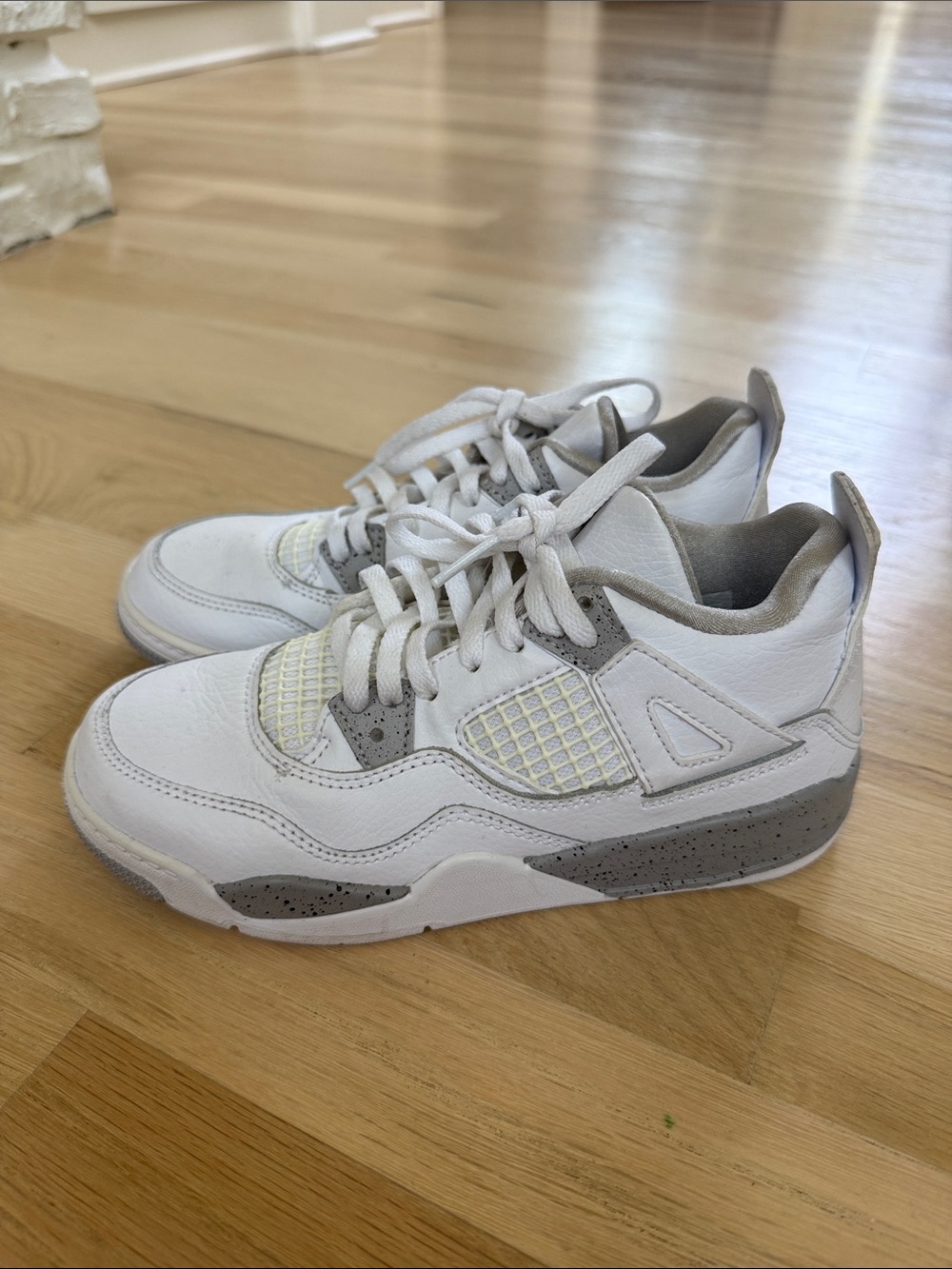 Kids White and Gray Athletic Sneakers - Comfortable Everyday Shoes